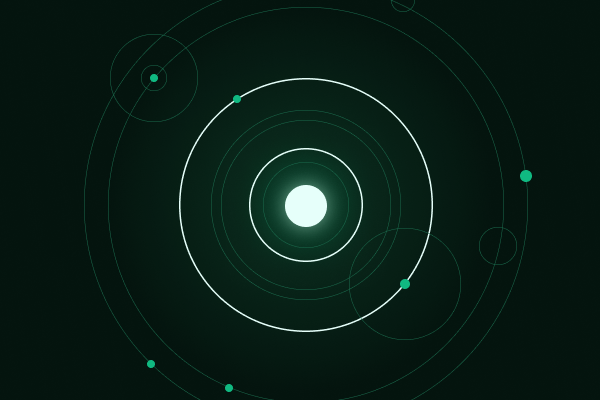 Abstract orbital diagram representing a design systems practice
