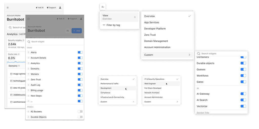 Customization panel with filters and section controls shipped to beta