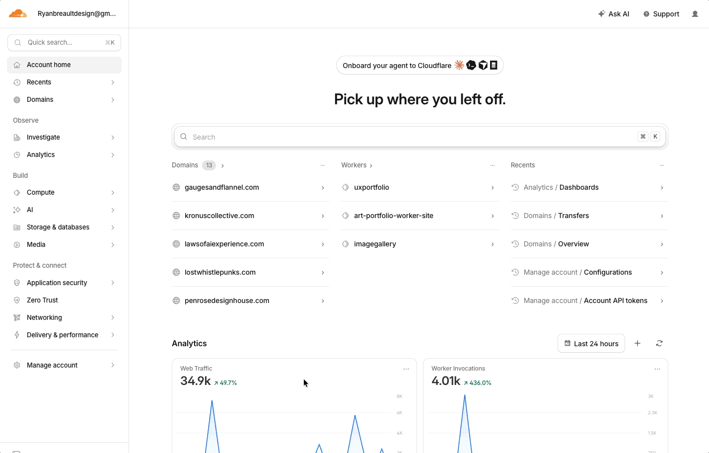 Live Cloudflare dashboard navigation
