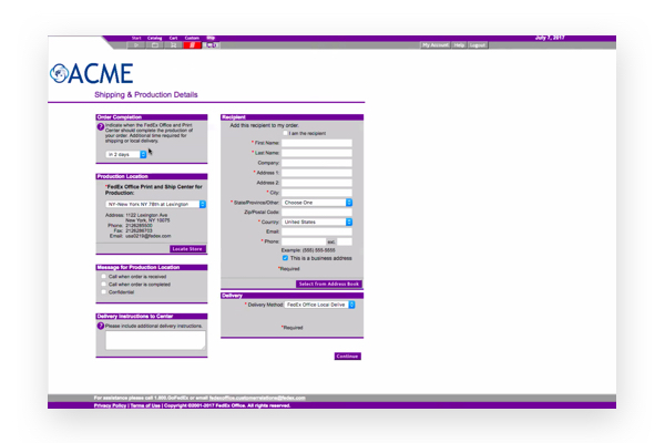 Legacy print online product screenshot of checkout