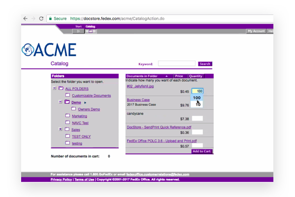 Legacy print online product screenshot of document catalog