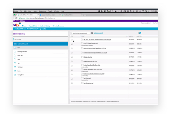 Legacy print online product screenshot of document catalog