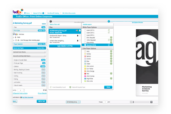 Legacy print online product screenshot of print product configurator