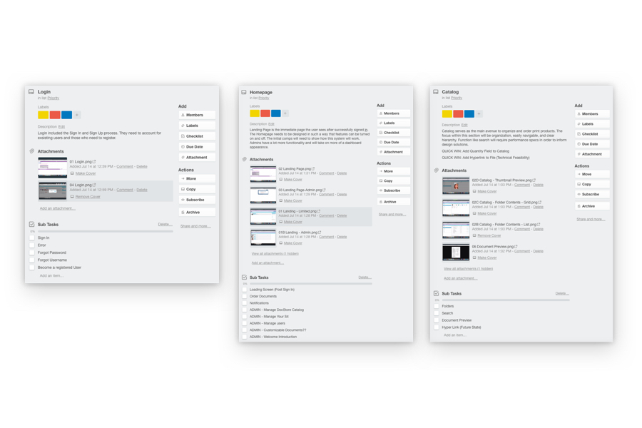 Sample of a trello board