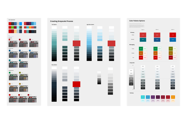 Artboards filled with different color blocks