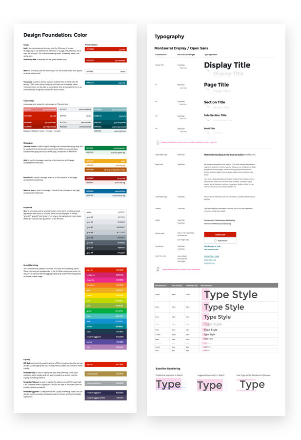 Color and typography foundation artboards