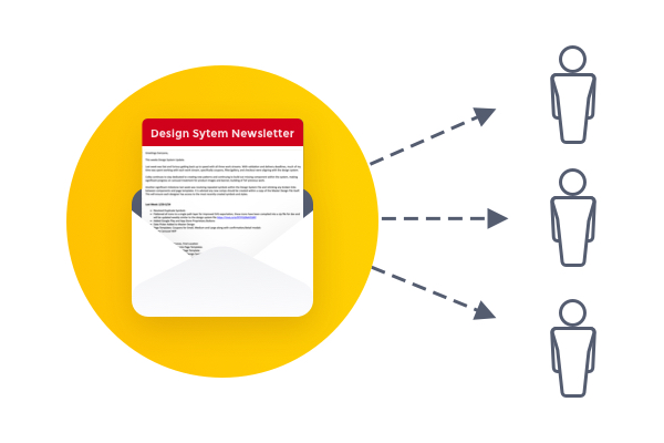Email with 3 arrows diverging to person icons