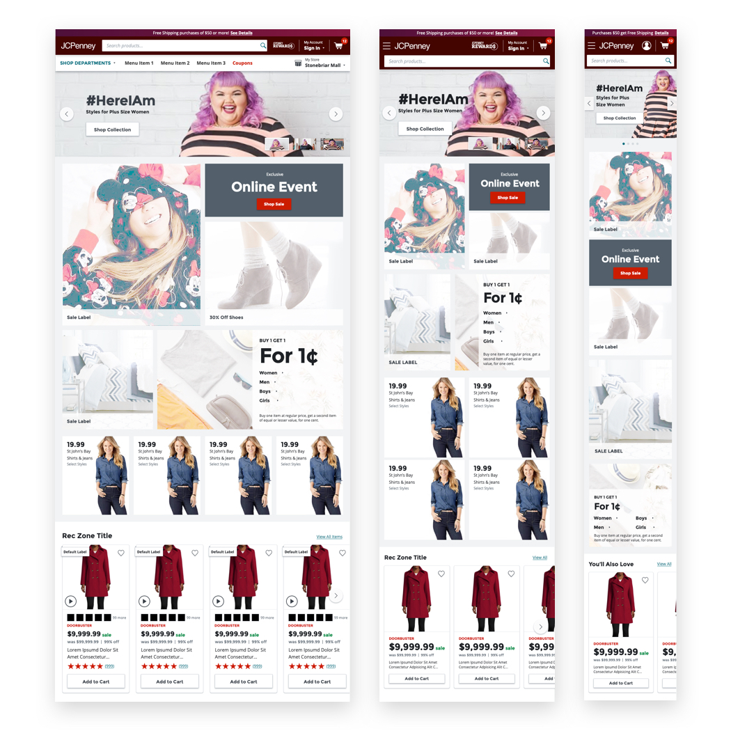 Homepage template across multiple device widths