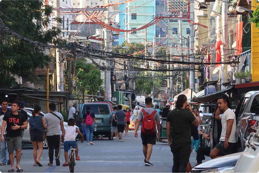 A busy street near the university