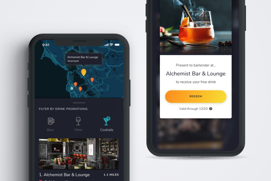 Detail shot of drink special and select location